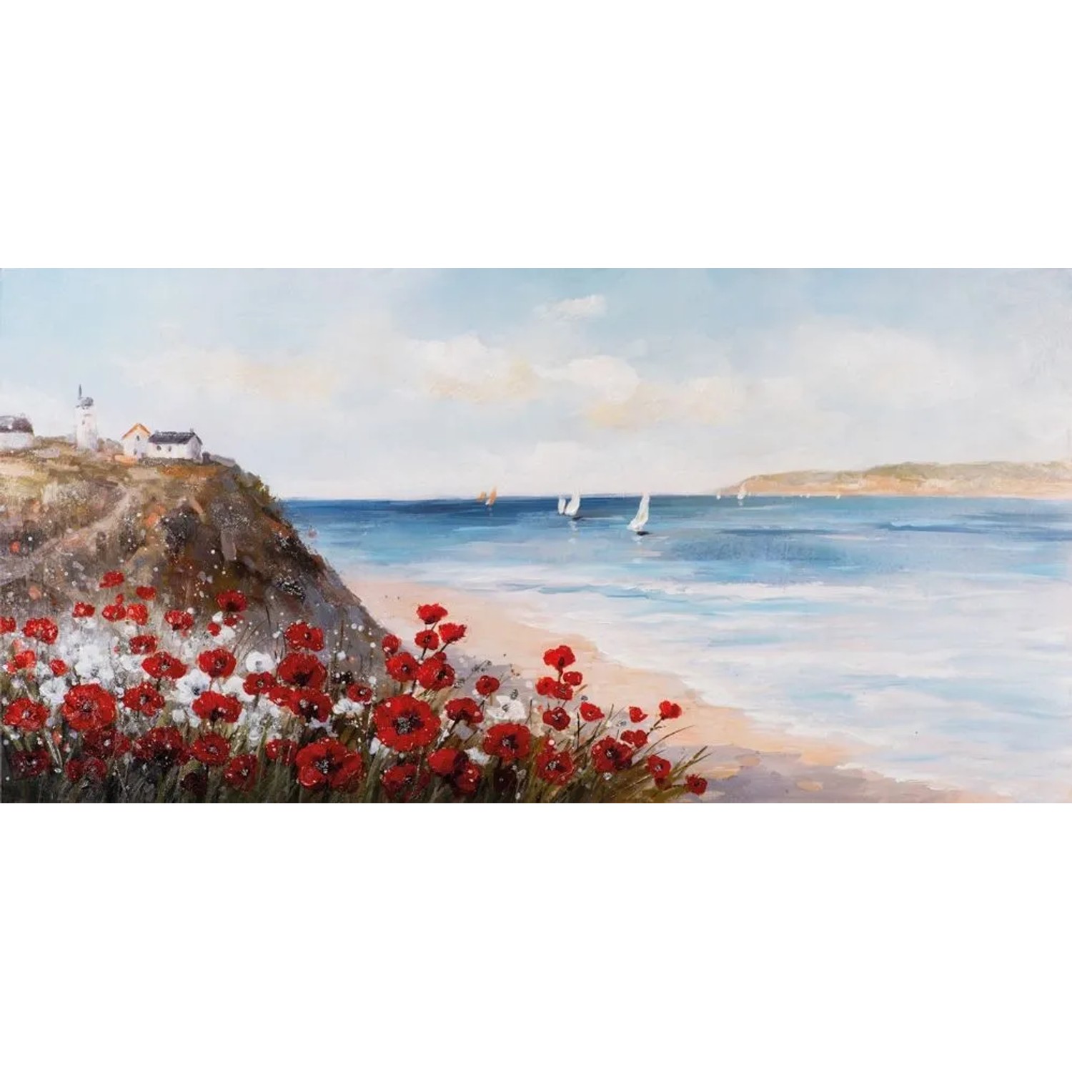 Art Universe Leinwandbild Mohn am Meer 70 x 140 cm