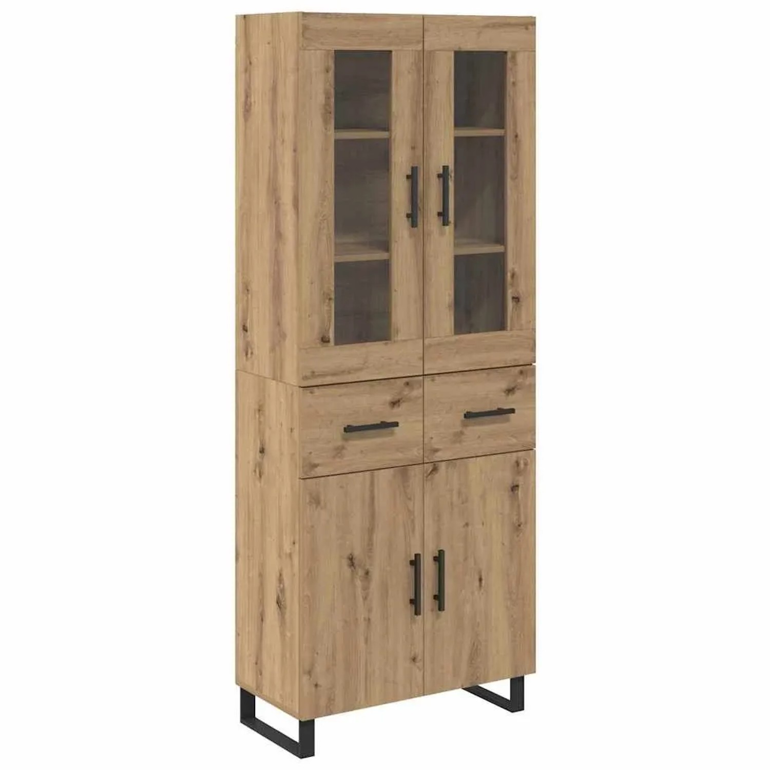 vidaXL Highboard 2-Tlg Artisan-Eiche Engineered Wood und Glas 3415862 günstig online kaufen