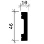 Profilzeichnung der weißen PROFHOME Wand- und Friesleiste, 46x10 mm, im 20m Set.