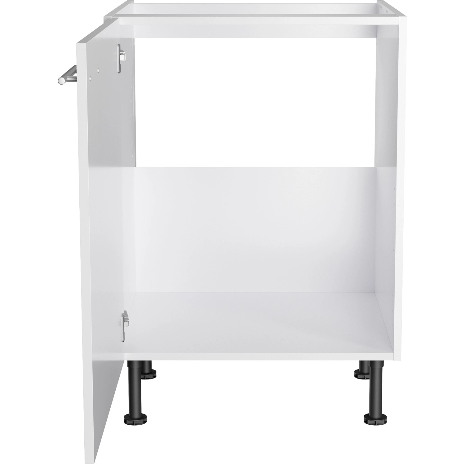 Optifit Spülenunterschrank Rurik986, 60 cm, weiß, mit Tür und Edelstahlgriff.