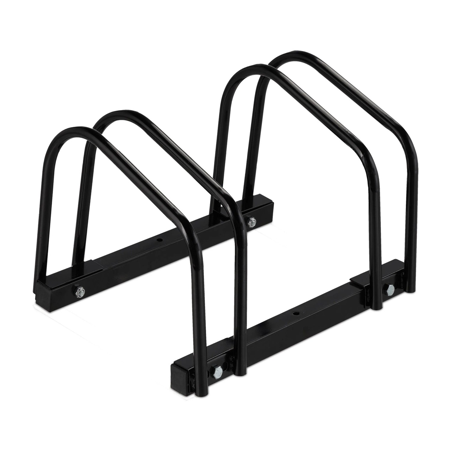 Relaxdays Fahrradständer Stahl Schwarz für 2 Fahrräder Bodenmontage 27 cm x 40,5 cm x 33 cm 2 kg