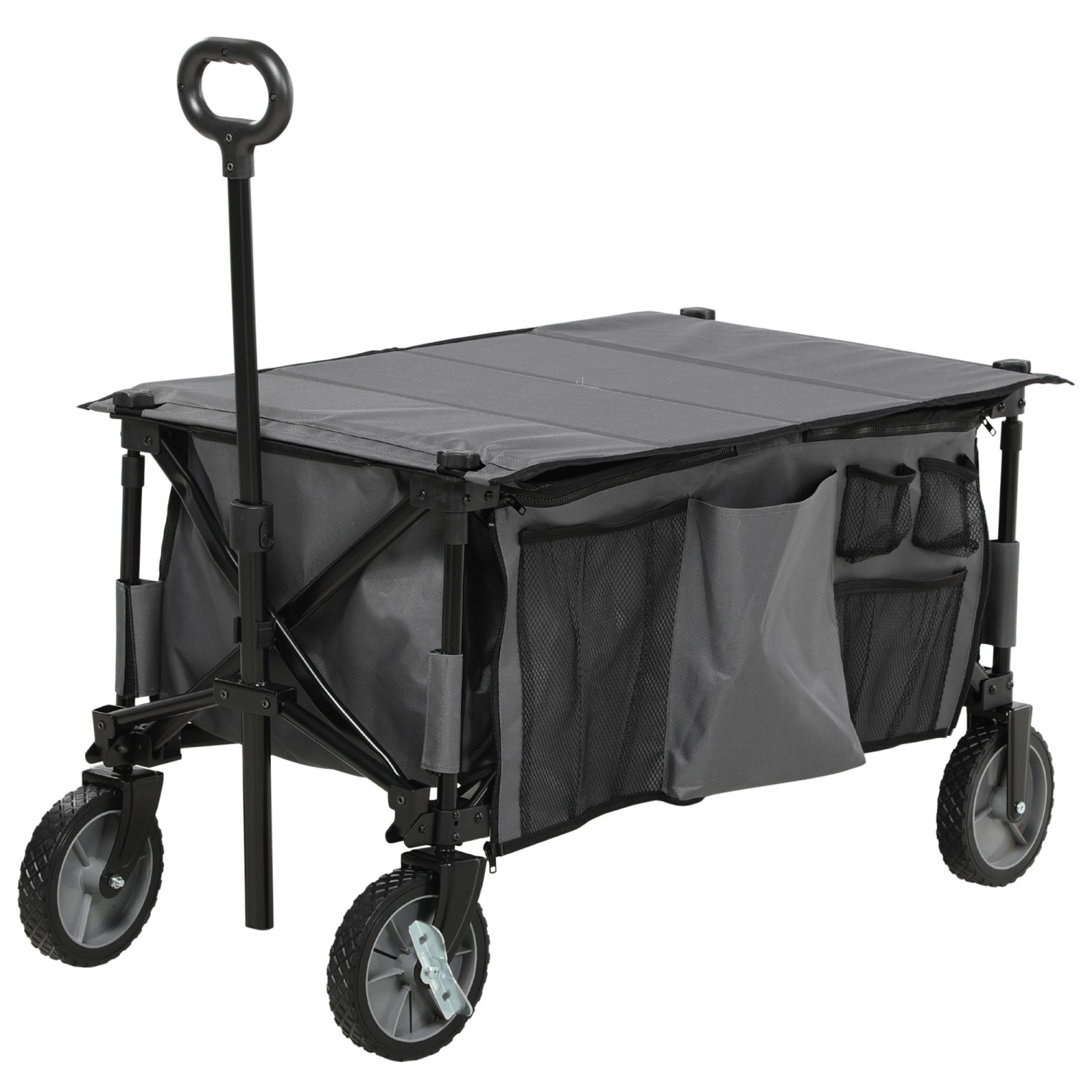 Outsunny Gartenwagen  Stahl Polyester Grau 108L x 55B x 93H cm günstig online kaufen