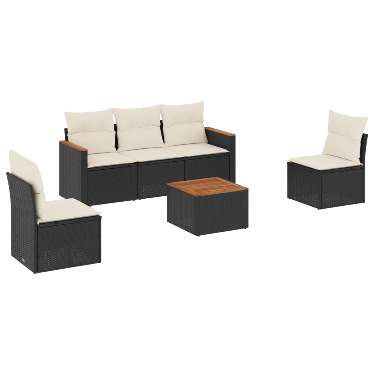 vidaXL 6-Tlg Garten-Sofagarnitur mit Kissen Schwarz Poly Rattan 3225853 günstig online kaufen