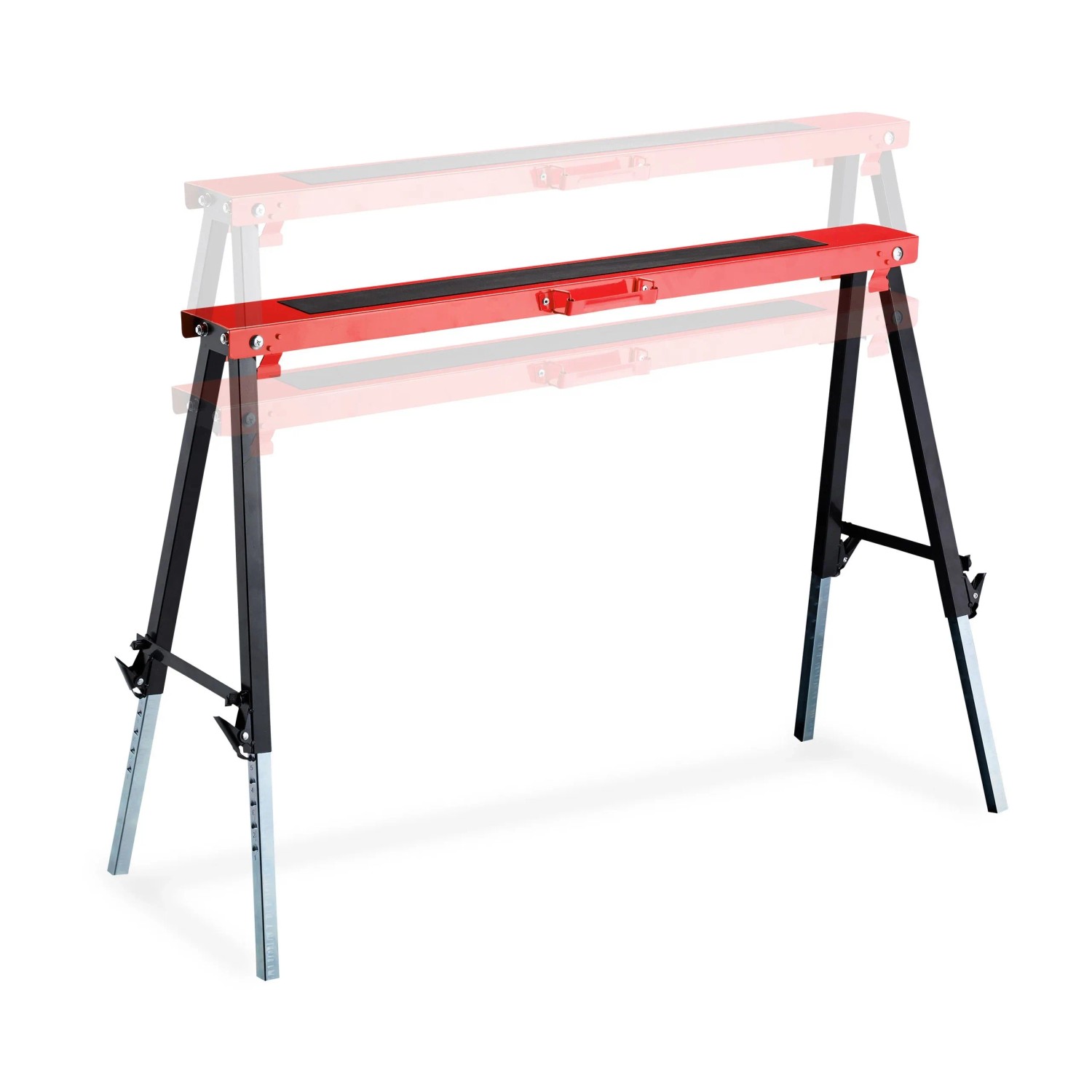 Relaxdays Arbeitsbock Stahl Rot 12-fach Höhenverstellbar 91,5 cm x 106 cm x 50 cm 5 kg