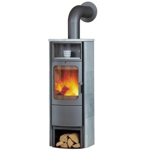 Hark Opera B grande Kaminofen mit Natursteinverkleidung, 5 kW Leistung und Automatik.