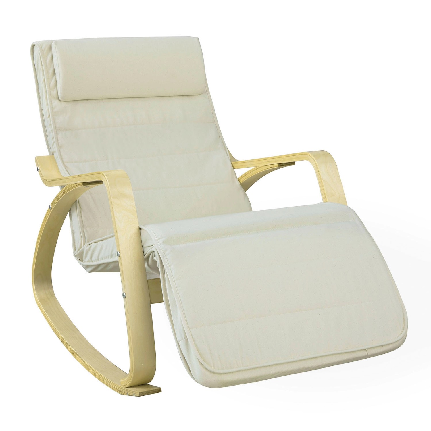 SoBuy Schaukelstuhl Schaukelsessel mit Verstellbarer Fußstütze Beige FST16- günstig online kaufen