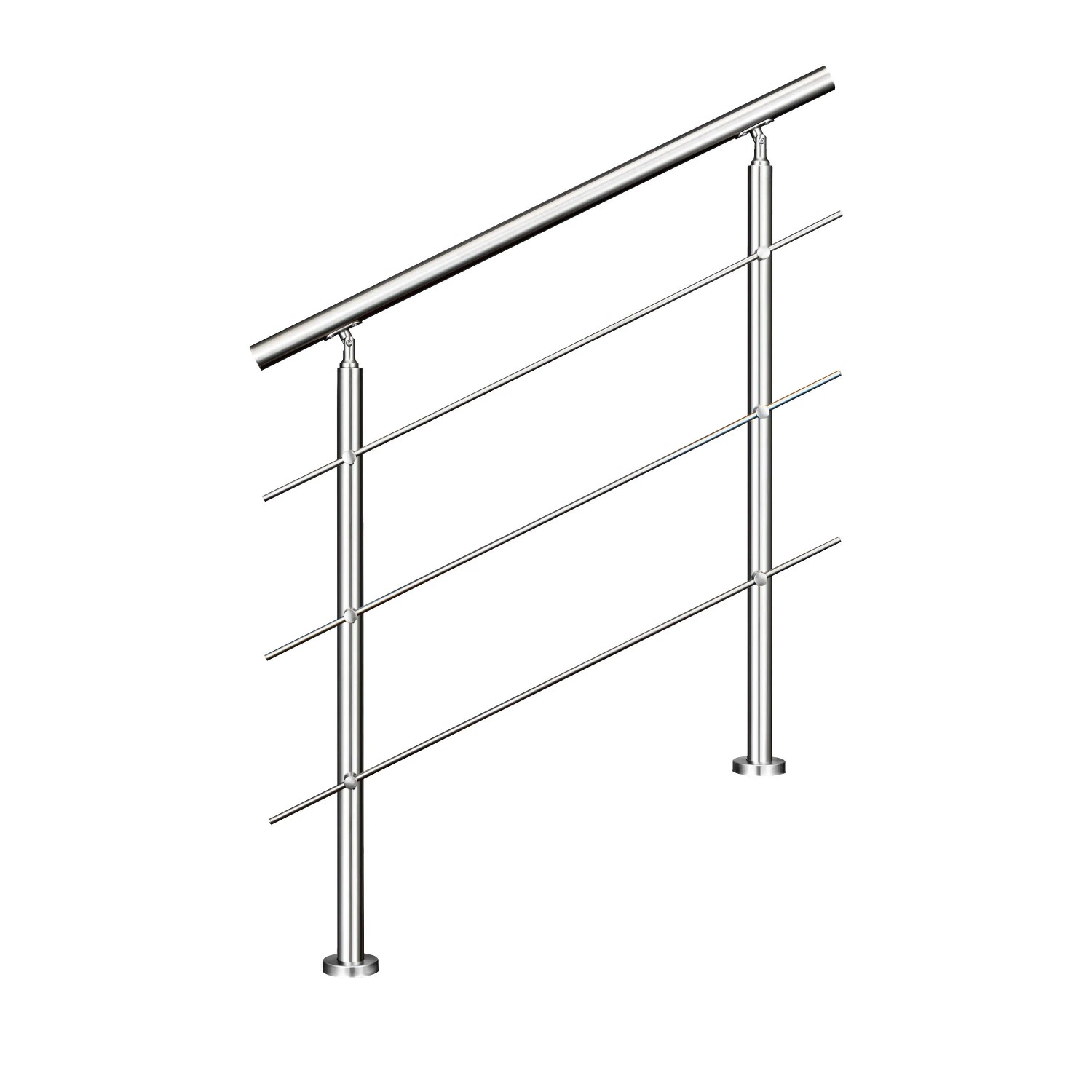 Duschparadies Geländer Edelstahl V2A 120 cm mit 3 Querstäben Komplettset