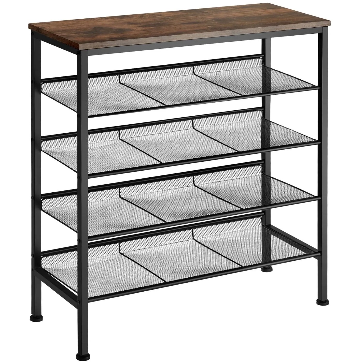 Tectake Schuhregal Bournemouth Industrial Style Holz und Stahl  75 50 x 30 50 x 85 50 cm Industrial Holz Dunkel  Rustikal