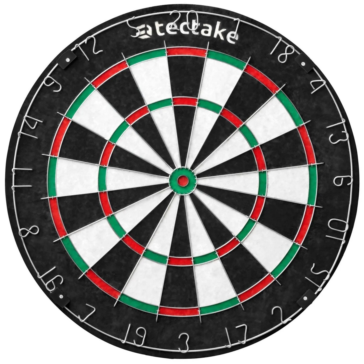 Tectake Dartscheibe Bully Aus Robustem Sisal Mit Ultradünnem Draht Mit 9 Dartpfeilen und 21 Flights  45 x 45 x 4 50 cm Schwarz Weiß
