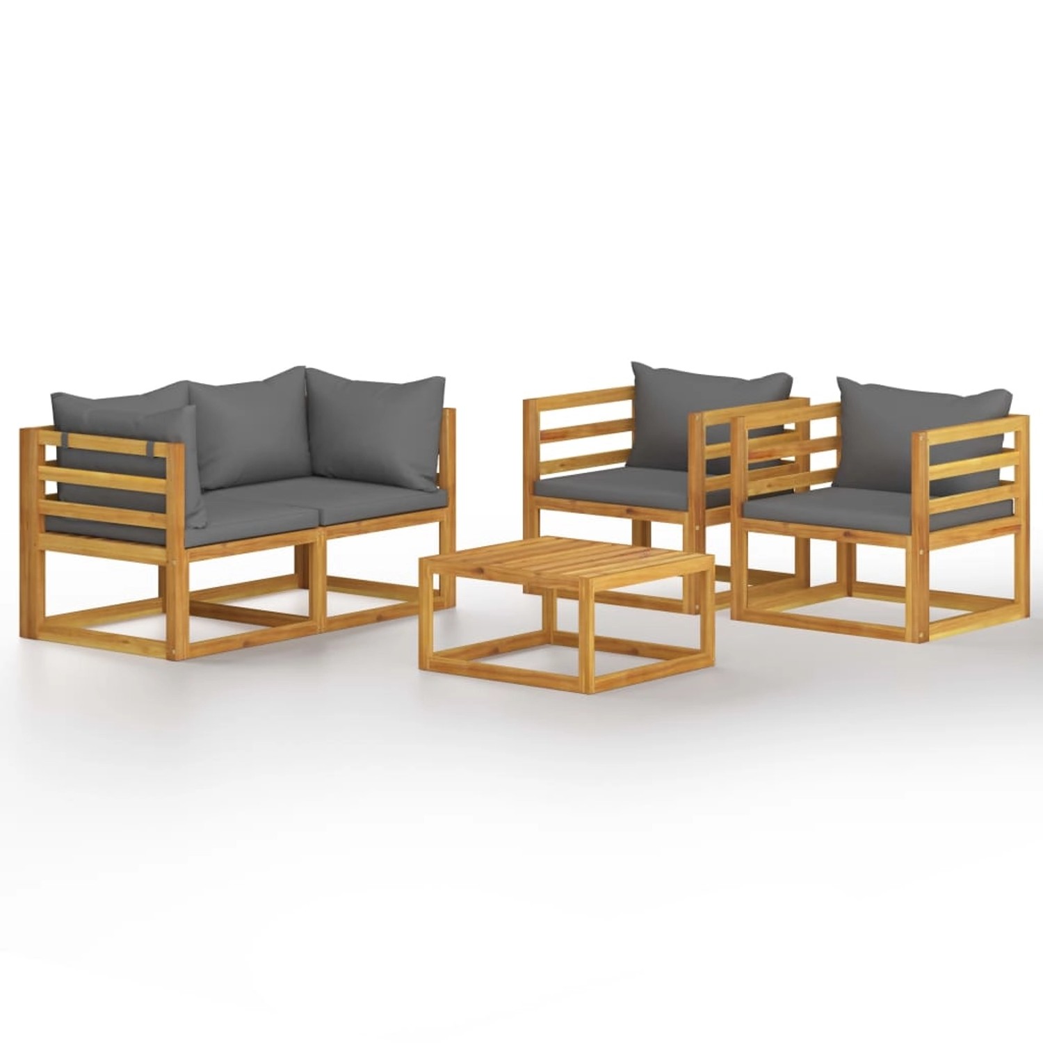 vidaXL 5-tlg Garten-Lounge-Set mit Auflagen Massivholz Akazie Modell 2