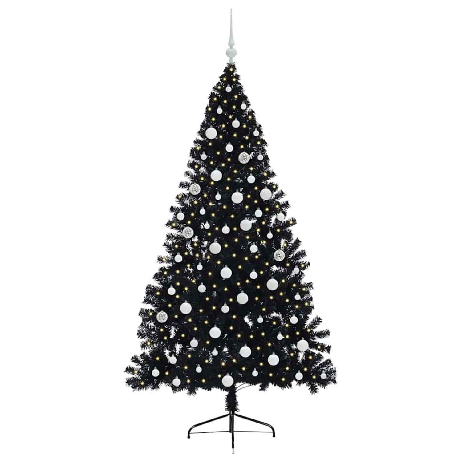 vidaXL Künstlicher Vorbeleuchteter Weihnachtsbaum Schwarz 180 cm PVC 3397144