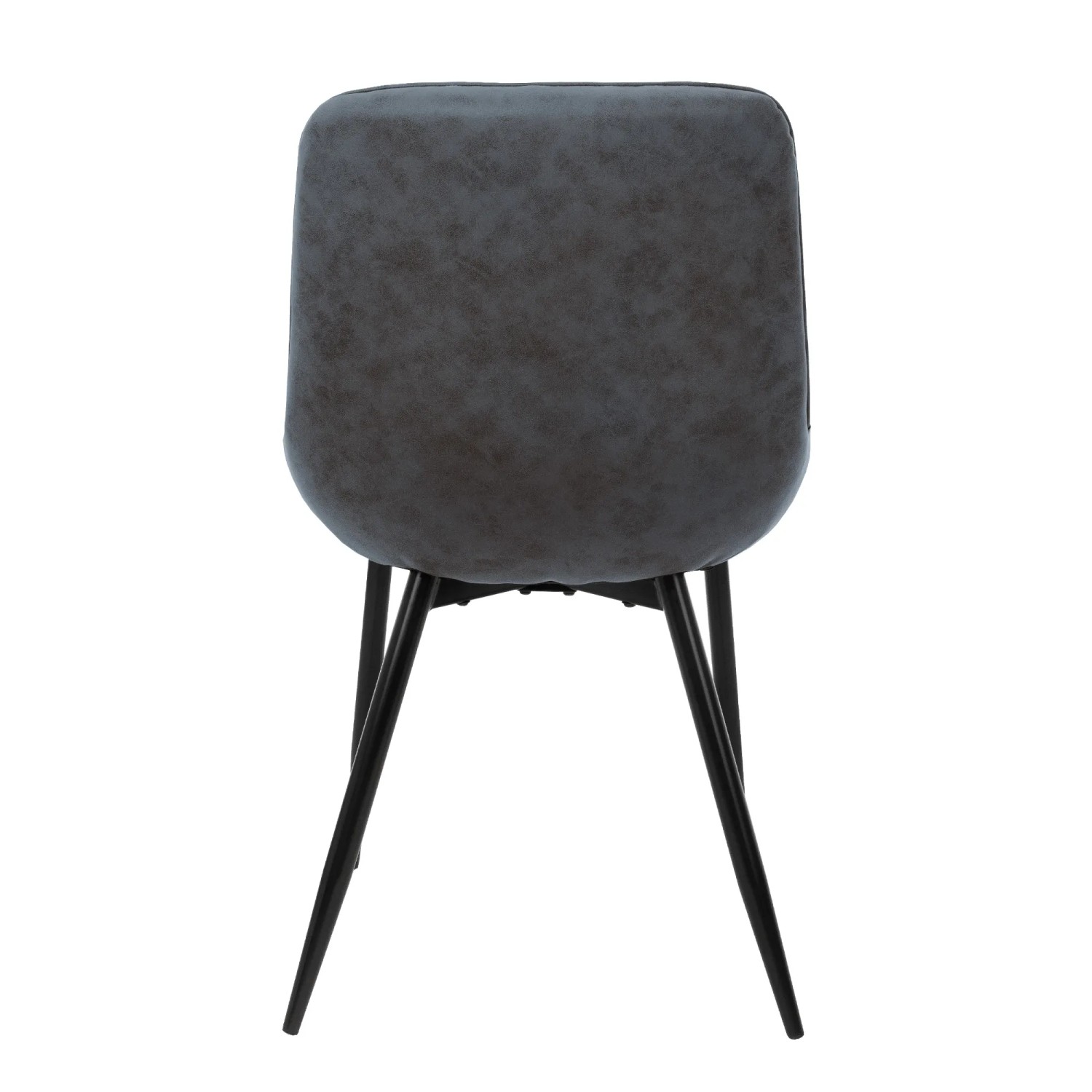 ML-Design Esszimmerstuhl 6er Set, anthrazitfarbenes Kunstleder, schwarze Beine, Rückansicht.