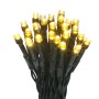 LED-Lichterkette mit 24 warmweißen LEDs und grünem Kabel für den Außenbereich.
