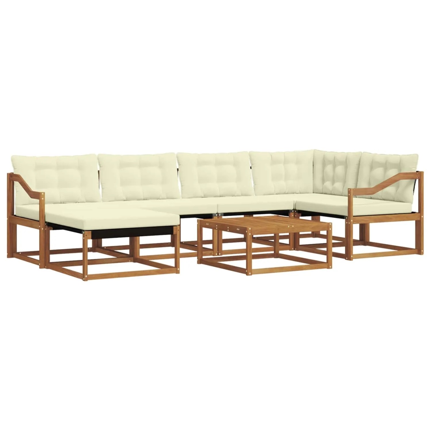 vidaXL Outdoor-Sofagarnitur 19-Tlg Natur und Creme Massivholz Akazie 3369657