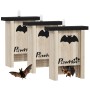 PawHut Fledermauskästen aus Tannenholz, 3er Set, Naturholzoptik, mit Fledermaus-Motiv.