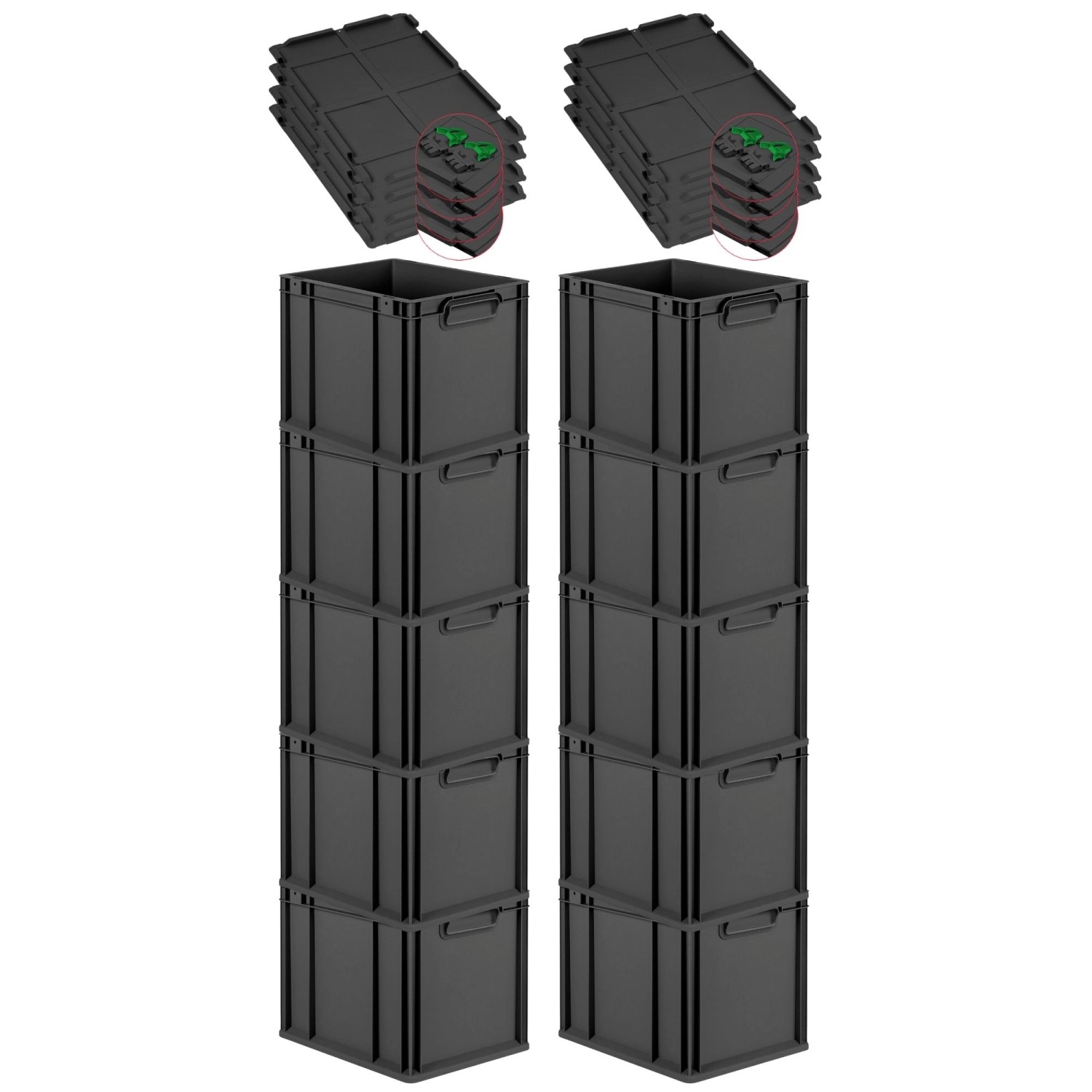 PROREGAL SuperSparSet 10x Eurobox Nextgen Grip Mit Scharnierdeckel Und Grün günstig online kaufen