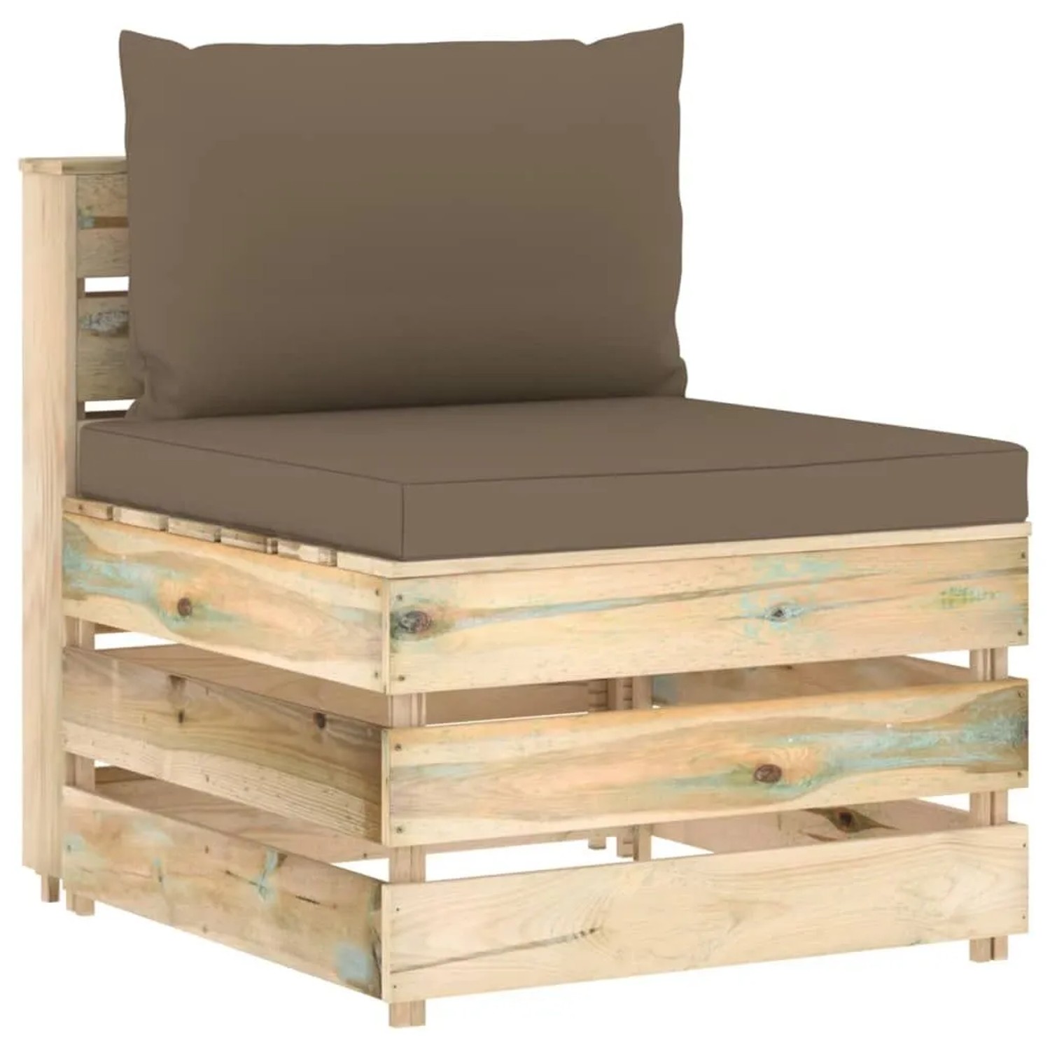 vidaXL Modulares Mittelsofa mit Kissen Grün Imprägniertes Holz 3074515