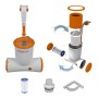 Flowclear Skimatic 2-in-1 Pool Skimmer mit Filter und Zubehör, zur Reinigung von Pools.