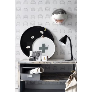 ESTAhome Tapete Gezeichnete Oldtimer Im Vintage Look Schwarz Und Weiß 53 Cm X 1005 Cm 138941