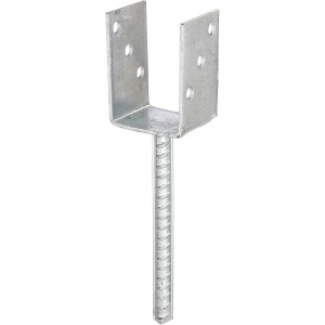 Feuerverzinkter U-Pfostenträger mit Betonanker zum Einbetonieren.