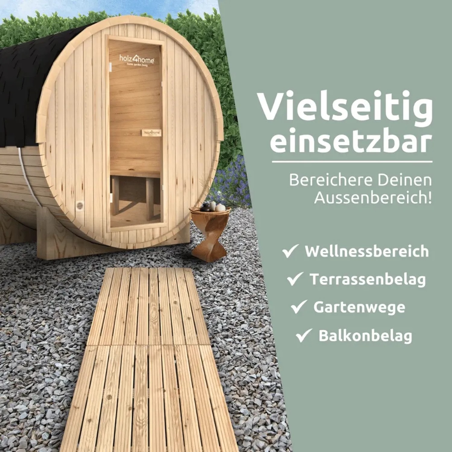 DELUKE Holzfliese Kiefernholz 47,5x47,5cm Fliese Geriffelt Terrassenfliese Holz Quadratisch Terrassendiele mit Unterkonstruktion Balkon Bodenfliese_3
