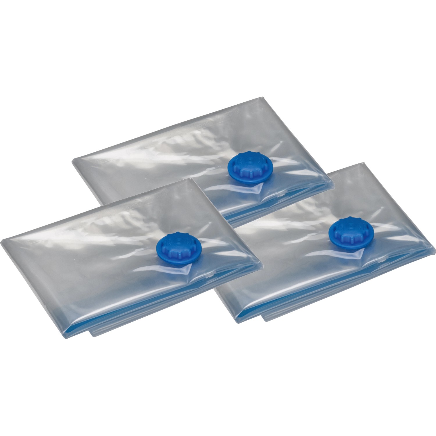 Vakuum-Kleiderbeutel 3er-Set zur platzsparenden Aufbewahrung von Textilien.