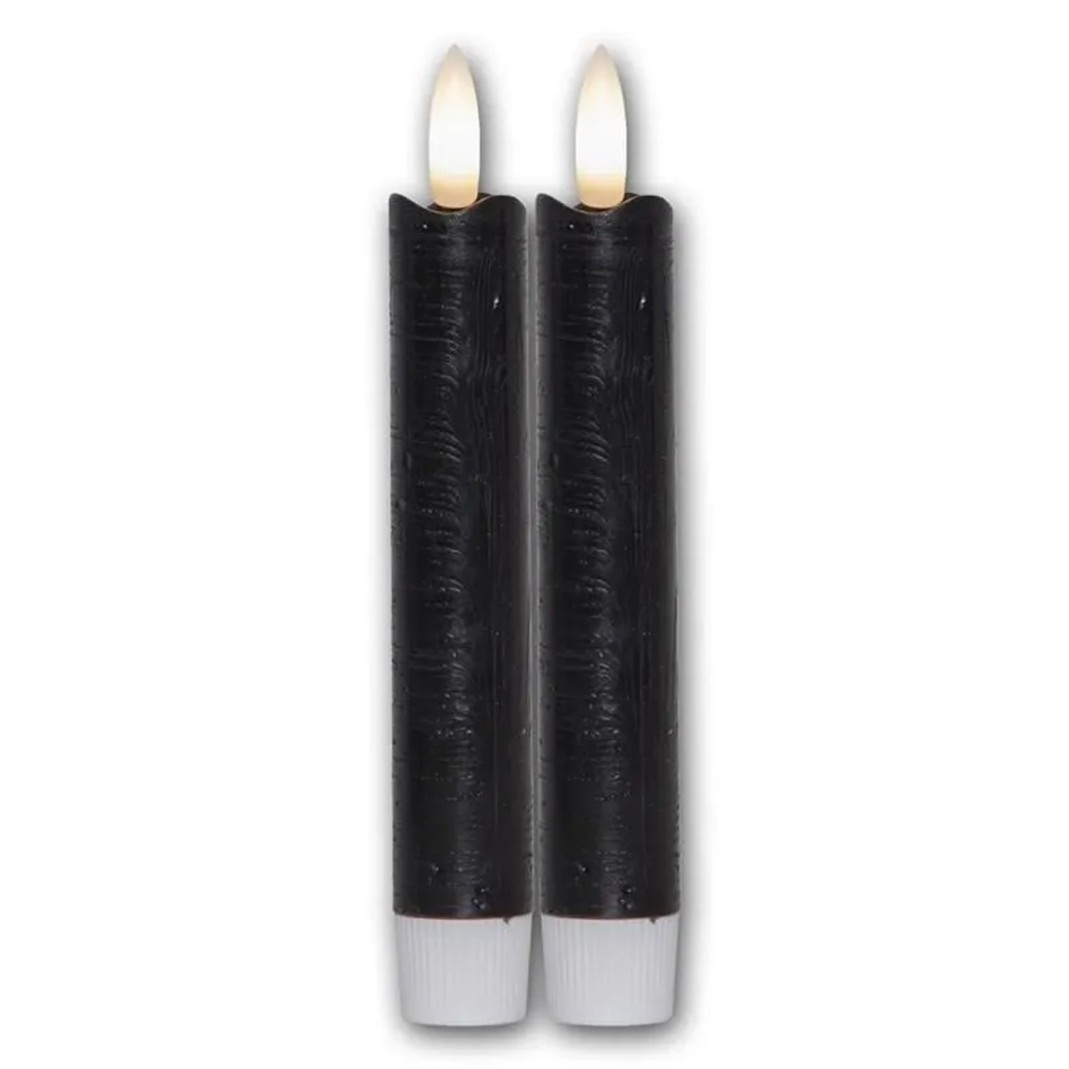 Star Trading LED Stabkerzen Flamme 2er Set Schwarz 15x2cm