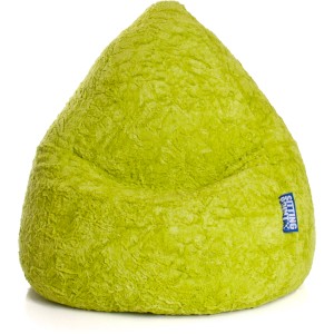 Grüner Sitting Point Sitzsack Fluffy, 120 l, aus Plüsch. Gemütlicher Sitzsack für Kinderzimmer.
