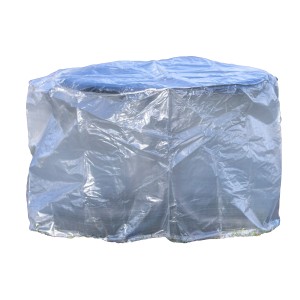 Transparente Schutzhülle für runde Gartentische bis Ø 125 cm. Wetterfeste Abdeckung aus PE-Bändchengewebe.