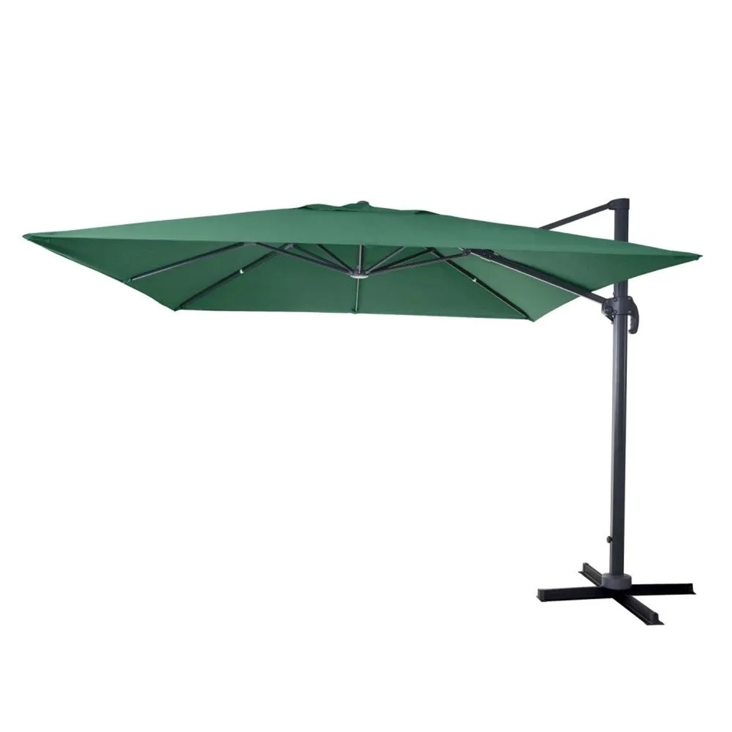MCW Ampelschirm A96 3x3m Alu/Stahl Dunkelgrün ohne Ständer Drehbar