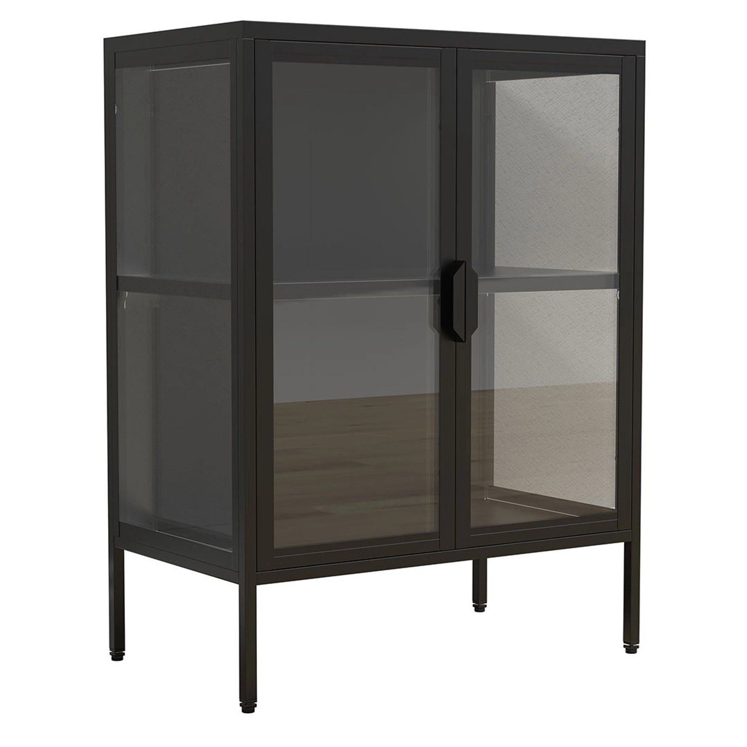 ebuy24 FlokaS Vitrinenschrank 2 Türen Schwarz günstig online kaufen