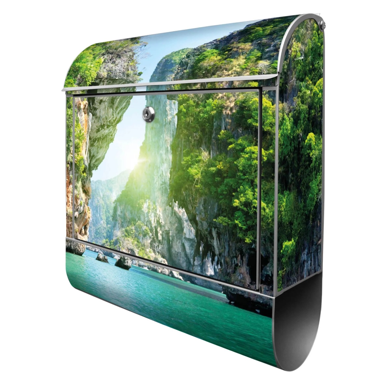 Banjado Design Briefkasten Silber Pulverbeschichtet 39x47x14cm 2 Schlüssel günstig online kaufen