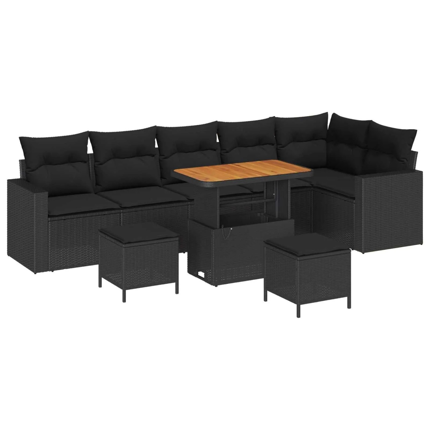 vidaXL Gartensofa-Set mit Kissen 11 Stk Schwarz Poly-Rattan 3363584