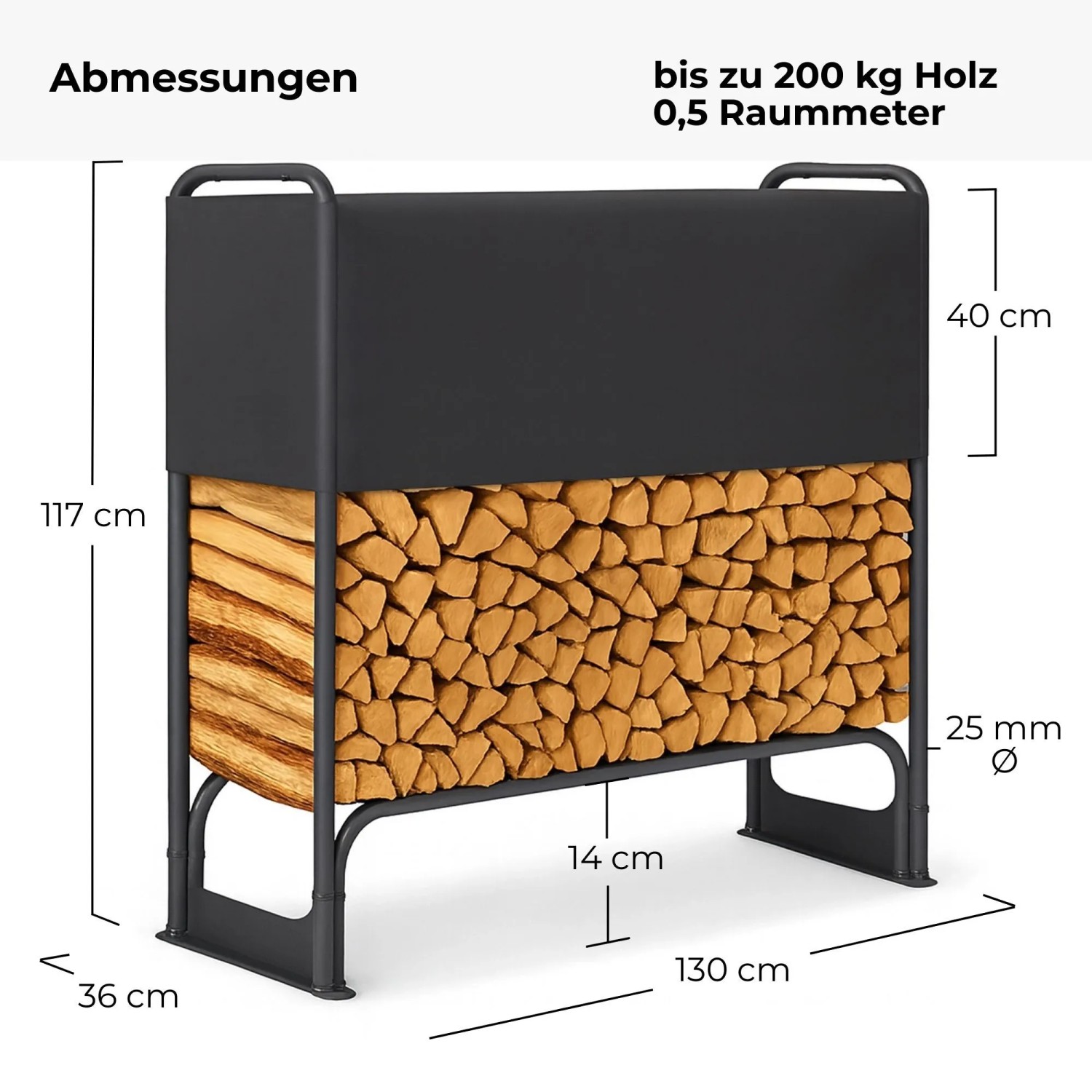 osoltus Kaminholzregal Brennholzregal  132 x 117 cm mit Abdeckung_3