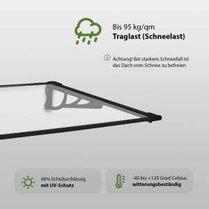TRUTZHOLM Pultvordach, 145x90cm, Alu, Kunststoff transparent, schwarz