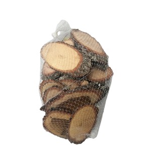 Mica Decorations Holzscheiben, 900g, hellbraun, im Netz. Basteldekoration für Kränze und Tischdeko.