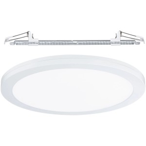 Rundes, weißes Paulmann LED Einbaupanel Cover-it mit Montagezubehör.