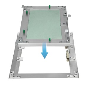 Offene ECD Germany Revisionsklappe 200x250 mm mit Gipskarton-Einlage. Vorwandelement für Wand und Decke.