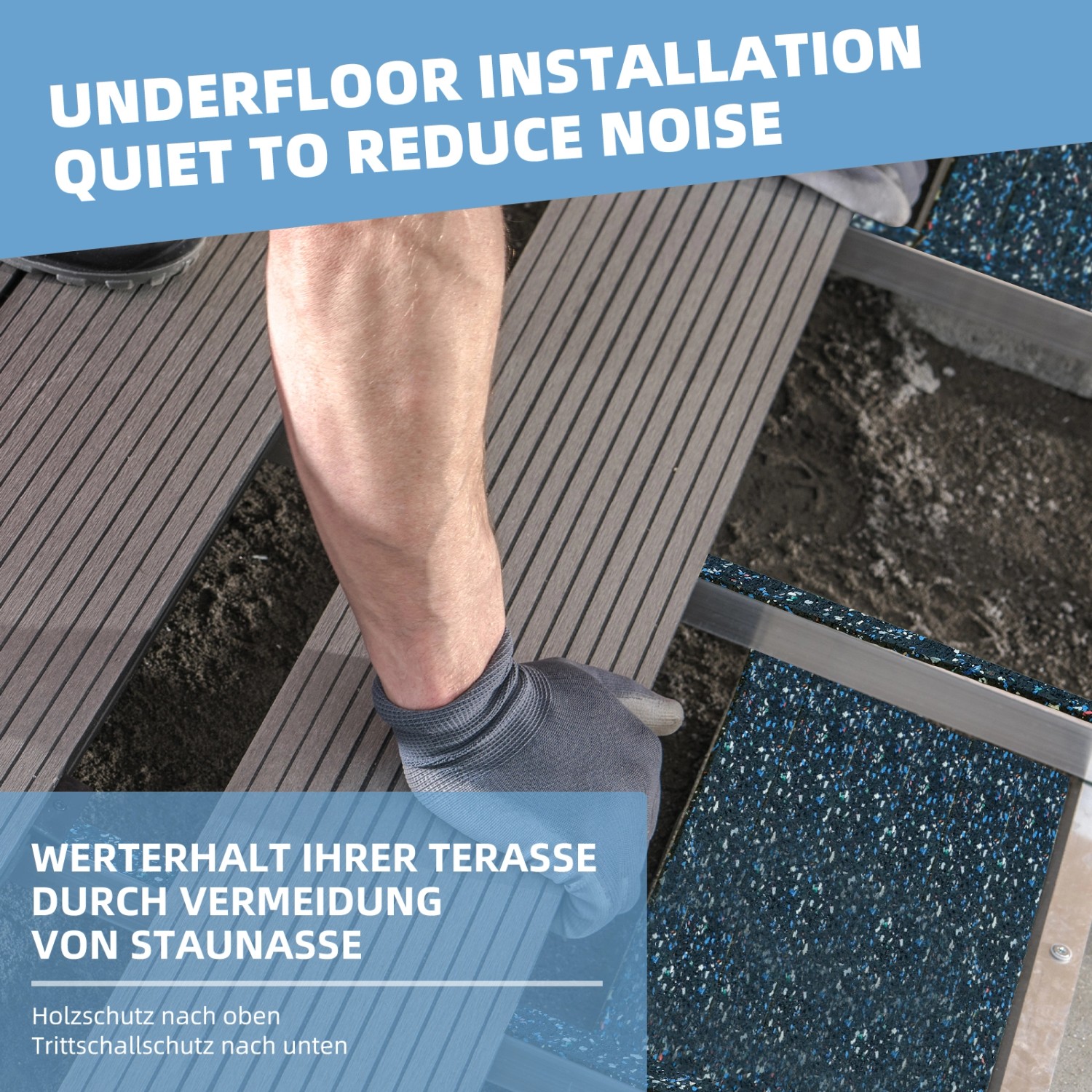 CCLIFE Terrassenpads Rolle 2m Bautenschutzmatte Gummigranulat 80x10mm Wasserdicht Rutschfest Stoßfest_5