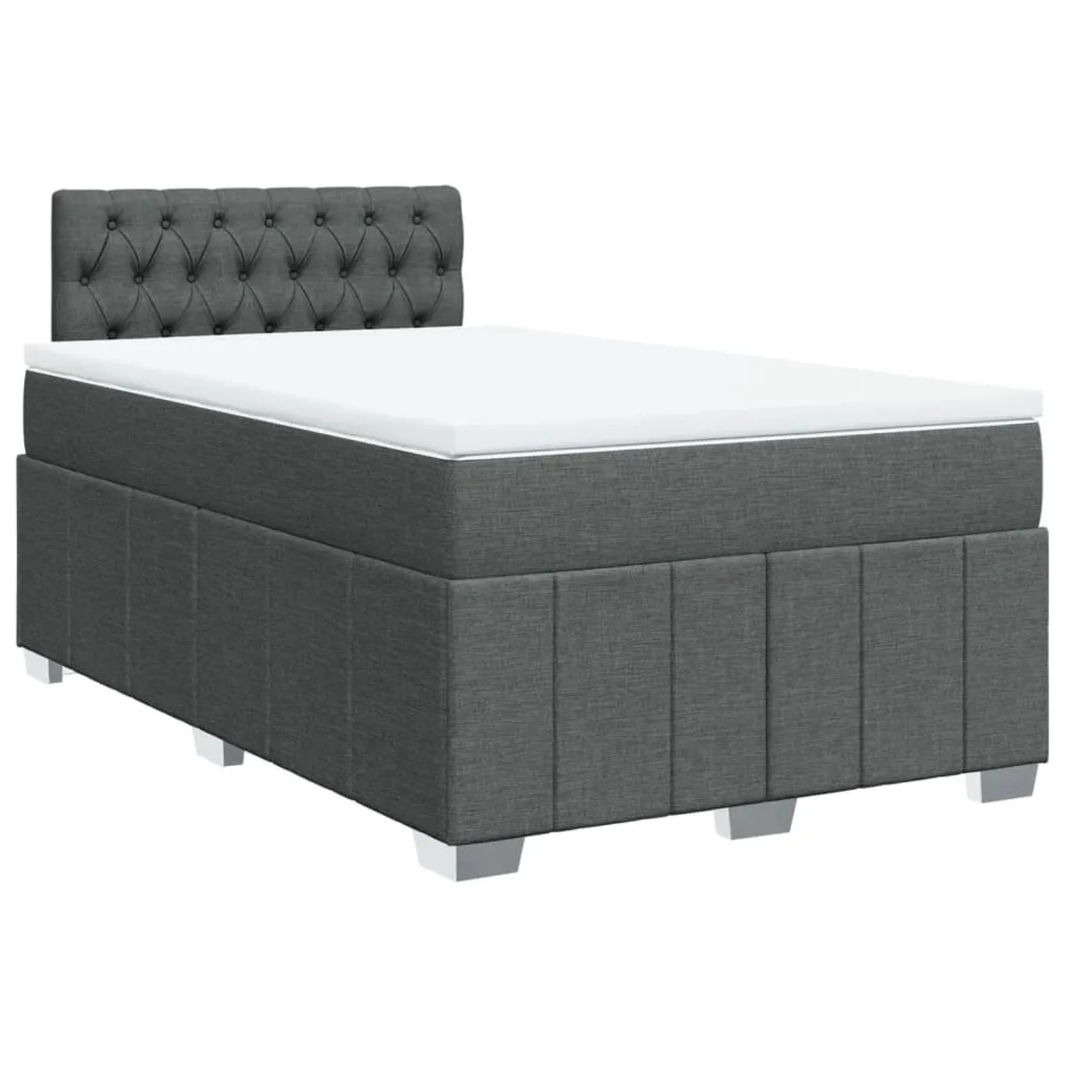 vidaXL Boxspringbett mit Matratze Dunkelgrau 120x200 cm Stoff 3289343