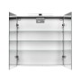Offener Jokey Spiegelschrank Alu-LED, 65x71 cm, mit Glasablagen und Aluminiumrahmen.