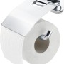 Tiger Toilettenpapierhalter Ramos Chrom mit Deckel und Toilettenpapierrolle.