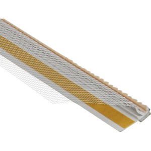 Anputzleiste 9x9 mm mit Gewebe und Schutzlippe, 2,60 m lang, für saubere Putzanschlüsse.
