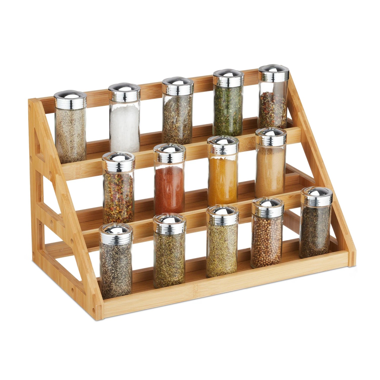 Relaxdays Gewürzregal Bambus Natur Stehend 23,5 cm x 39,5 cm x 21,5 cm 0,9 kg