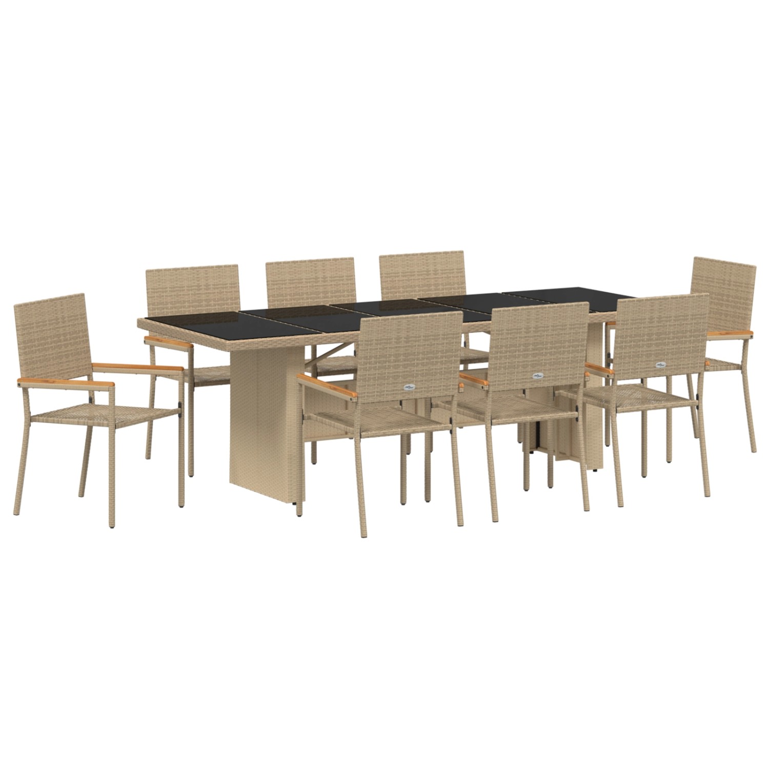 vidaXL Garten Essgruppe 9-Tlg Beige Poly Rattan 3365416 günstig online kaufen