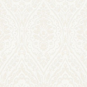 Cremefarbene Barock Tapete mit mattem Ornamentmuster von PROFHOME.