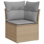 Beige-graue vidaXL Garten Essgruppe: Modulares Ecksofa mit Kissen aus Polyrattan und Stauraum.