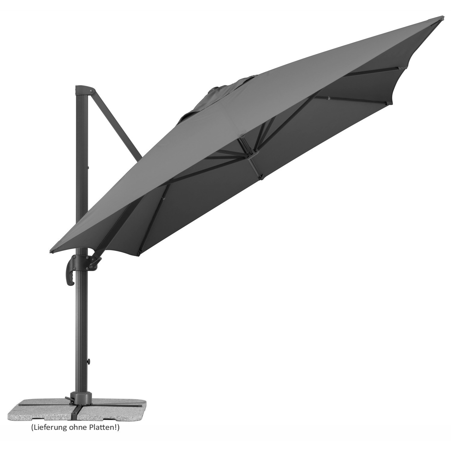 Parasol Rectangulaire Schneider Rhodos Grande 400x300 Cm - Structure Aluminium Anthracite, Toile Polyester, Pivotant 360°