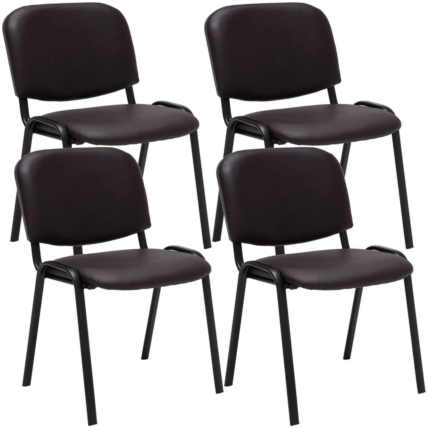 DELUKE 4er Set Besucherstuhl ZAGREB Kunstleder Braun 53x53x83cm Konferenzstuhl Wartezimmerstuhl Bürostuhl