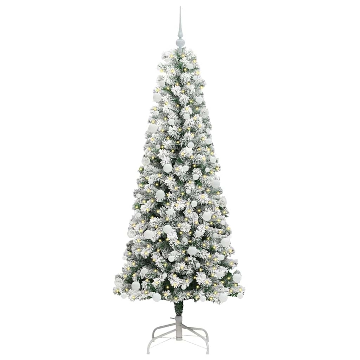 vidaXL Künstlicher Klappbarer Weihnachtsbaum Grün und Weiß 180 cm 3395598